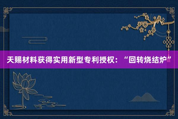 天赐材料获得实用新型专利授权：“回转烧结炉”